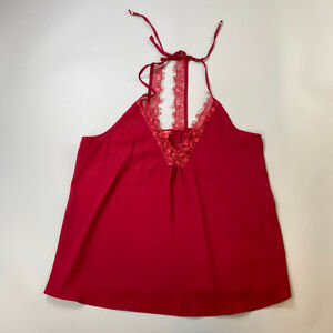 Guess Camisole Medium Red Lace Trim Halter Lingerie Sultry Slinky Sexy Feminine